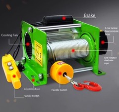 220V Wireless Remote Control Crane 1 Ton Electric Hoist Fast Heavy Duty