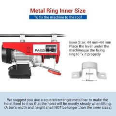 Electric Hoist 880lbs/400kg Crane Winch with Wireless Remote Control 850W 110V