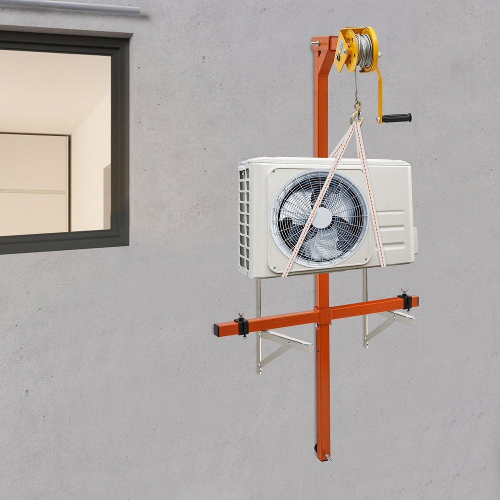 Air Conditioner Lifting Crane Bracket A/C Lifting Tool W/1200lbs Hand Winch