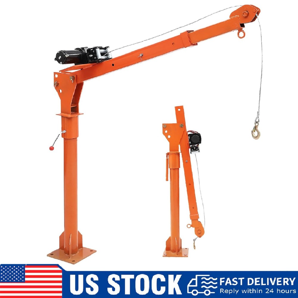 Electric Pickup Truck Crane Hoist Crane 1100lbs 360° Swivel Hoist Lift ,Folding