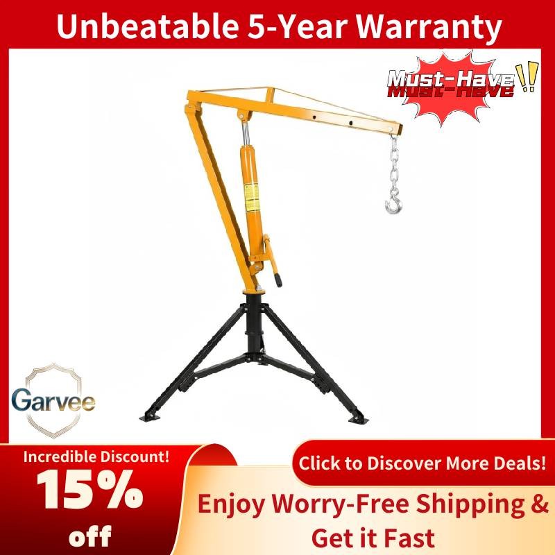 Portable & Versatile 1000lb Hydraulic Crane – Hitch-Mount, 360° Swivel for Works