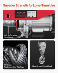 Electric Hoist, 1760 Lbs 120V Electric Winch with 328 Ft Wireless Remote Control