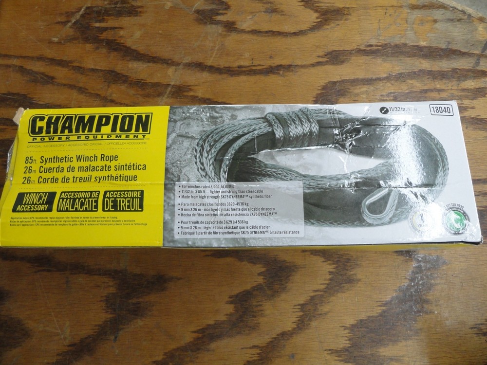 Champion Power Equipment Winch Rope Synthetic 85′ 8000 lbs. to 10000 lbs