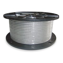 DAYTON 2VJF8 Wire Rope,500 ft L,1/16 in dia.,96 lb 2VJF8