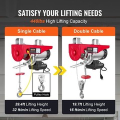 440 lbs 110V Electric Steel Wire Winch with Wireless Remote Control 480W Power