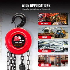 Big RED TR9010-3 Torin Manual Hand Chain Hoist with 2 Heavy Duty Hooks for Wareh