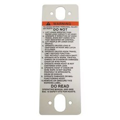 Coffing Hoists 687K3w Warning Label