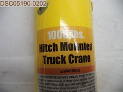 HYDRAULIC JACK & HANDLE ONLY: For Hydraulic Receiver Hitch Mounted Crane 1000lb