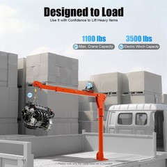 1100 LB Truck-Mounted Crane Hoist Truck-Mounted Crane with 12V Electric Winch
