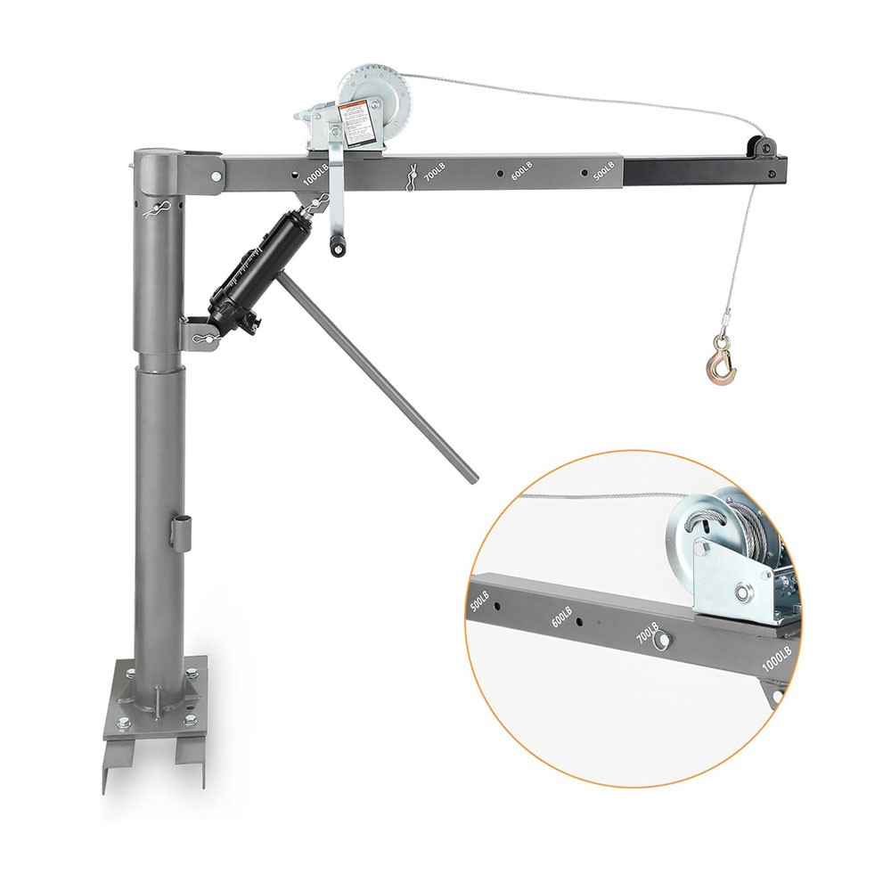 Heavy Duty Pickup Truck Crane 500-1000 lb Jib Hoist Hitch Mount for Easy Lifting