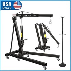 2 Ton Folding Engine Hoist Shop Crane with 3/4Ton Underhoist Support Stand Combo