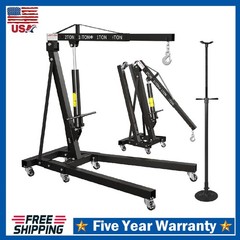 2 Ton Folding Engine Hoist Shop Crane with 3/4Ton Underhoist Support Stand Combo