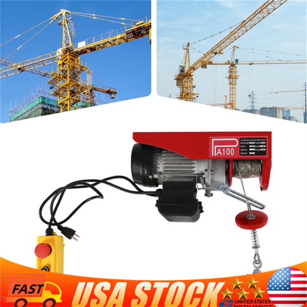110/220 lbs Electric Hoist Winch Lifting Engine Crane Ceiling Pulley Overhead