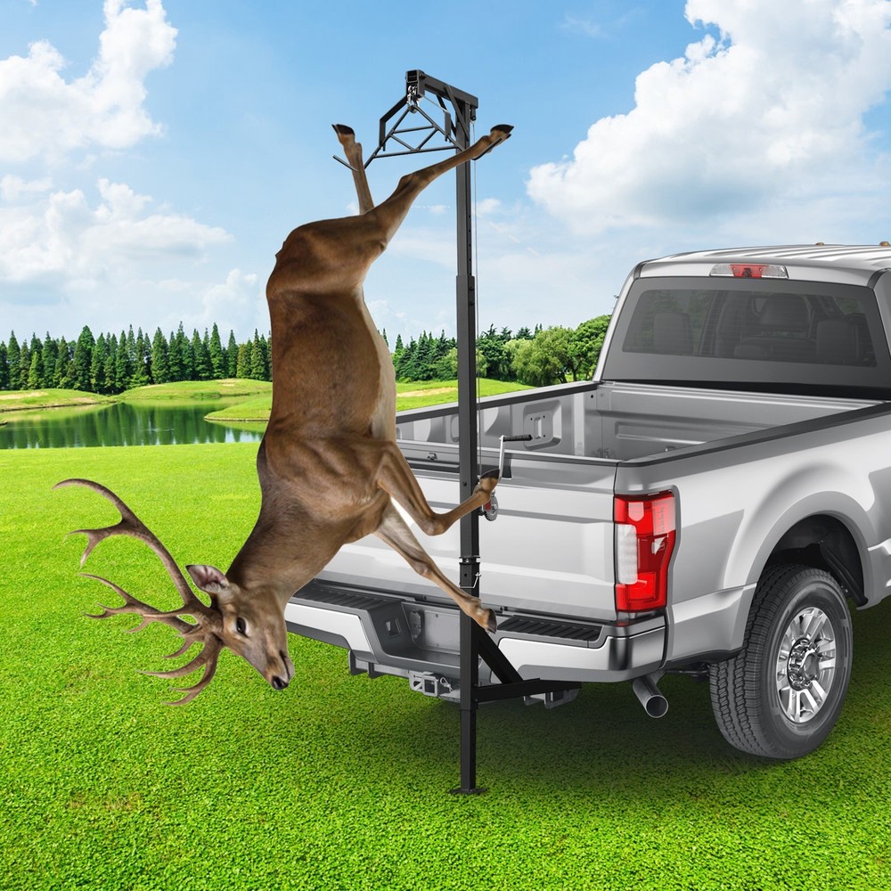 Hitch Mounted Deer Hoist 600lbs Capacity Hitch Game Hoist Adjustable Height