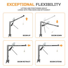 Folding Hydraulic Pickup Truck Crane 360° Engine Bed Hoist with Winch 1000 LBS