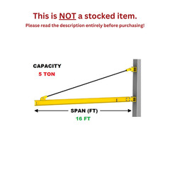 GORBEL WALL BRACKET JIB CRANE – 5 TON CAPACITY, SPAN 16 FT