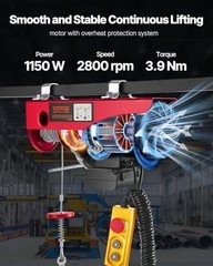 Electric Hoist with Remote Control, 1320LBS Electric Winch, 110V Electric Hoist