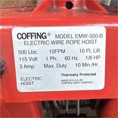 Coffing EMW-500-B Electric Wire Rope Hoist 500 lb 10 ft 115V Pendant