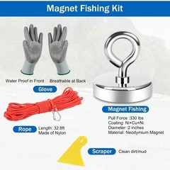 Neosmuk Fishing Magnet, 300lb Giant Rare Earth Magnet with 2.0 inches, Red