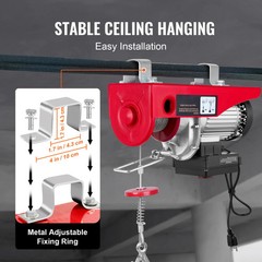 400-1000kg Electric Hoist Winch Crane Lift w/ Wired Remote Garage Shop