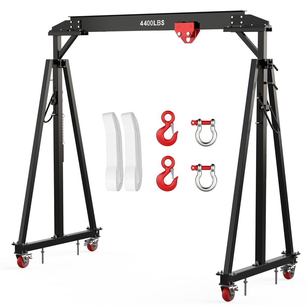 2 Ton 4400 LBS Adjustable Gantry Crane Portable Steel I Beam Shop Hoist Garage