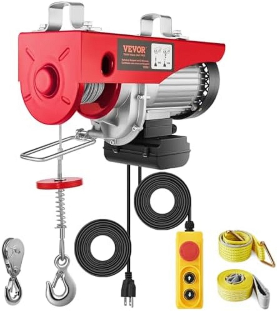 Electric Hoist with Remote Control, 1320LBS Electric Winch, 110V Electric Hoist