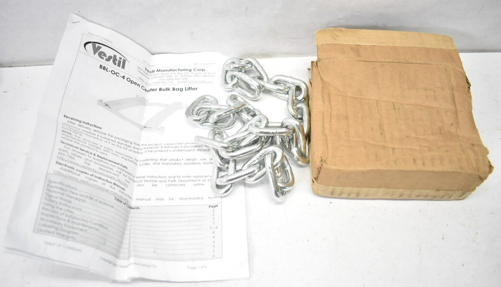 Vestil Quick Link Carriage Chain For Open Center Bulk Bag Lifter BBL-OC-4