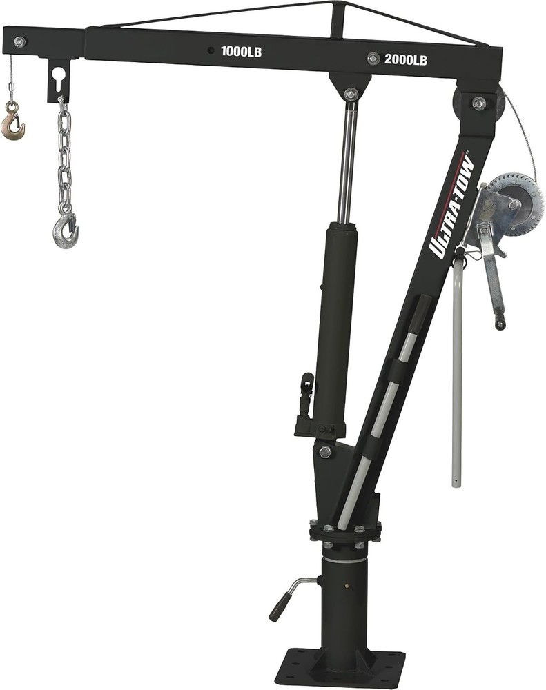 Hydraulic Pickup Truck Crane with Hand Winch – 2000-Lb. Capacity