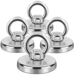 Lift Fishing Magnets, 150 lbs Pulling Force 1.65’' 4Pcs, Silver