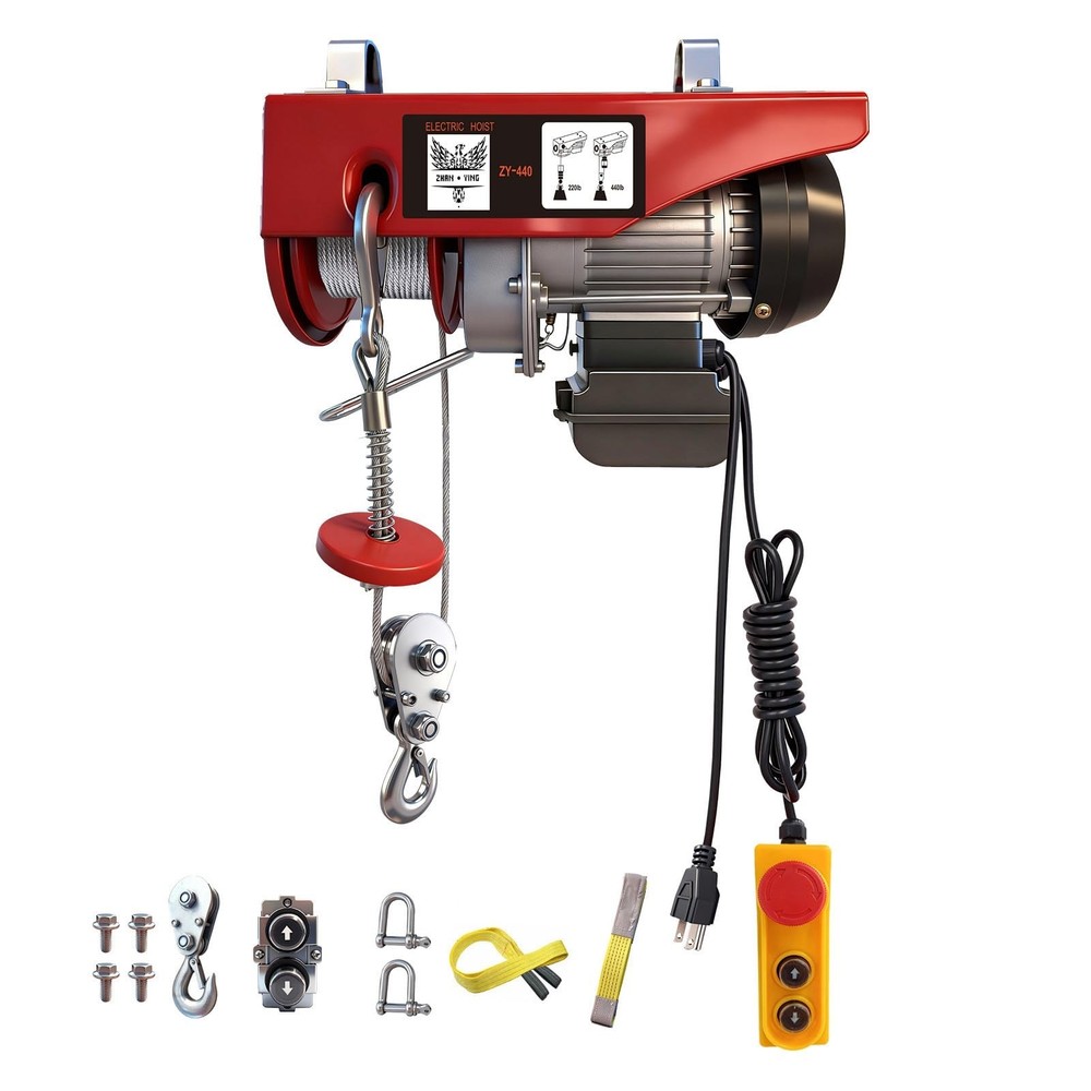Electric Hoist, 440 lbs Material Handling Tool, 110V Electric Winch with 14ft…
