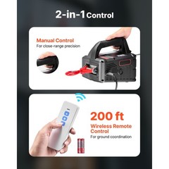 Electric Hoist Winch, 1100 lbs, 1500W, 25 ft Lift, Wireless Remote