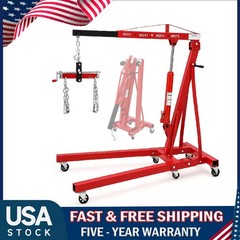 Engine Hoist with Lever, 2 Ton Folding Cherry Picker Shop Crane Hoist Lift ,Red