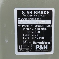 Harnischfeher P & H 8SBEM100ASC1 8 SB Electric DC Brake Tested Good @48VDC