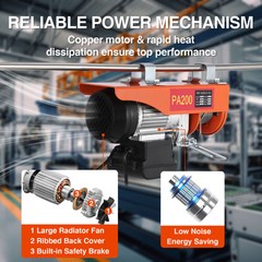 440LB 6.5FT Double Slings Engine Lift Electric Hoist Crane 460W 110V Wire Winch
