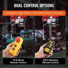 1320lb 328ft Electric Hoist Crane with Wireless & 14ft Wired Remote