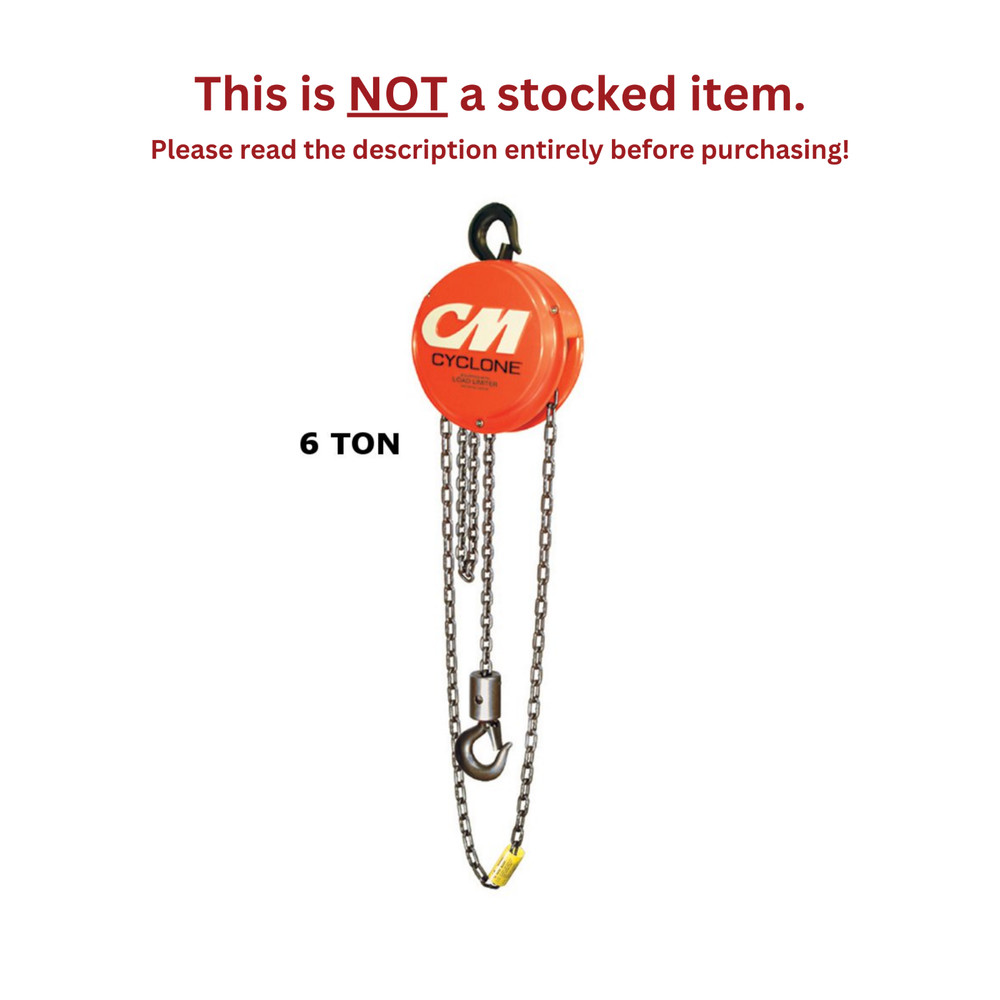 CMCO CYCLONE SERIES 646 MANUAL HAND CHAIN HOIST – 6 TON CAPACITY – 10 FT LIFT