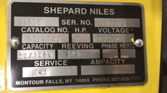 Shepard Niles GK0L0Z6 Motor Gearbox Hoist Crane 230VDC 1-1/2 ton 2hp 1PS