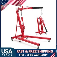 2 Ton Engine Hoist ,Heavy Duty Hydraulic Cherry Picker Shop Crane with 6 Casters