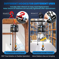 Electric Hoist PRO with Single/Double Hook, 1100Lb Electric Winch 110V 120V, 2 W
