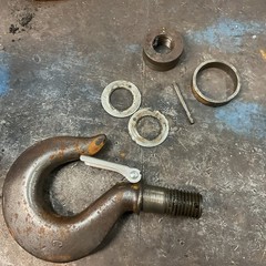 Used Crosby threaded swivel shank hoist #C Hook 1 1/4″ Opening, with latch.