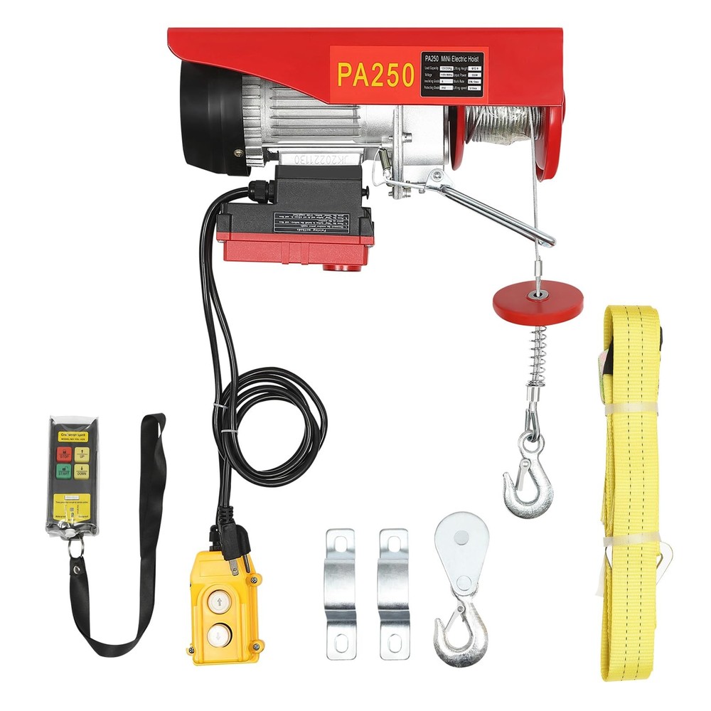 110V Electric Hoist Winch W/ Wireless Remote Control Electric Lift 250KG/550LBS