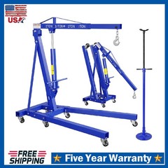 2 Ton Engine Hoist Folding Cherry Picker Lift w/ 3/4Ton Underhoist Support Stand