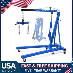 2 Ton Engine Hoist with Lever Folding Hydraulic Cherry Picker Shop Crane 4400Lbs