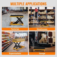 330lbs/28.5″ Manual Single Scissor Lift Hydraulic Lift Table Cart Locking Wheels