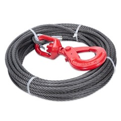 Heavy-Duty Winch Cable, 3/8″ × 100′ Steel Cable with Self-Locking Swivel Ho
