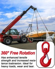 2Pcs 1 Ton Swivel Lifting Hook Heavy Duty, Round Rotating Hook with Safety La…