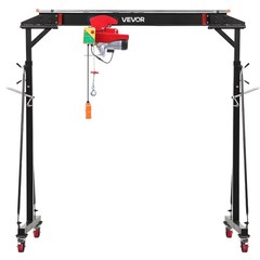 VEVOR Adjustable Gantry Crane 2200lbs 95.7″-142.9″ Manual Trolley Electric Hoist