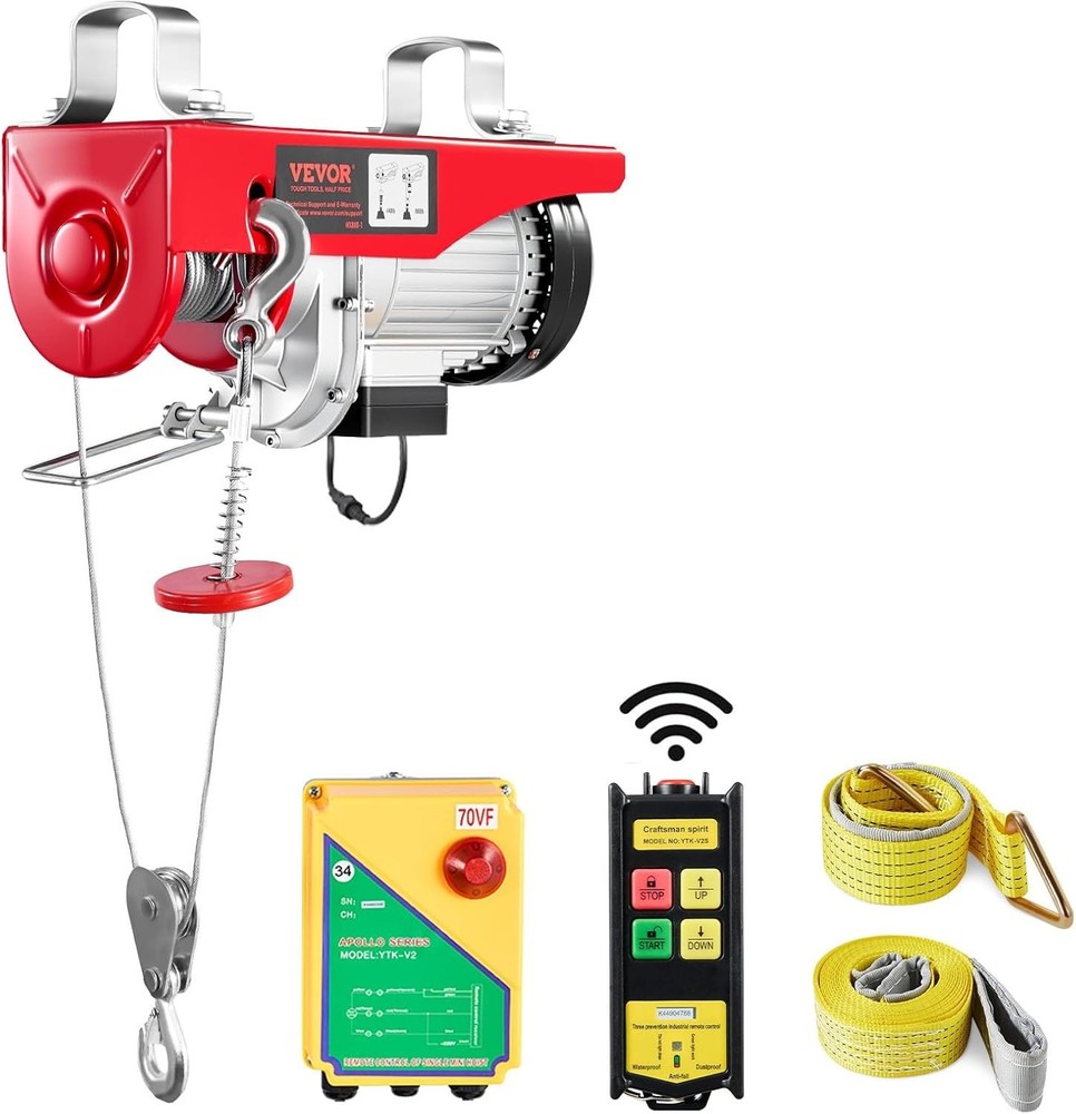 880lbs Electric Hoist with Wireless Remote Control, 110v Electric Hoist with Rem