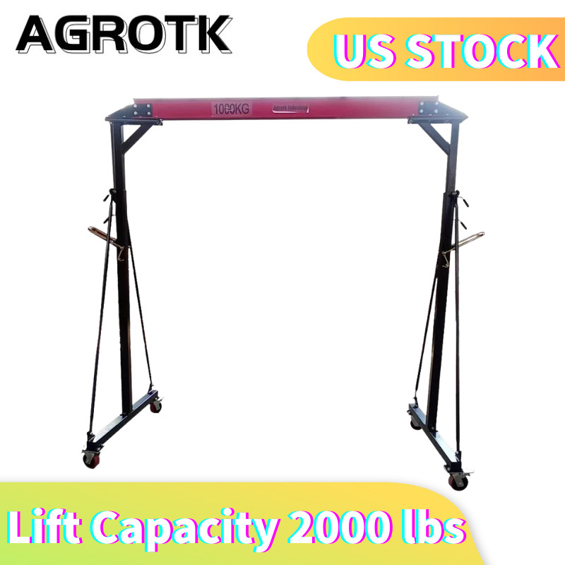 Agrotk 2000 lbs 1 Ton Adjustable Steel Gantry Crane Portable Shop Lift Hoist