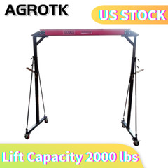 Agrotk 2000 lbs 1 Ton Adjustable Steel Gantry Crane Portable Shop Lift Hoist